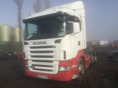 2005 Scania R420 6x2 manual tractor unit with tipping equipment. Reg No: MX55 HAE