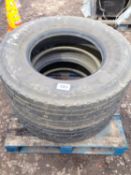 Pair 295/80-22.5 wheels and tyres