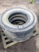 Pair 295/80-22.5 wheels and tyres