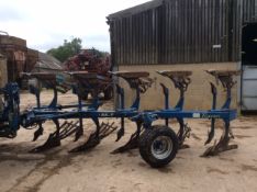 Rabe Raven 5 furrow plough. Slatted bodies, Location: near Norwich, Norfolk.