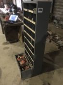 Shelving unit with assorted light bulbs