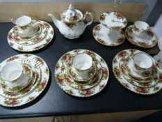 Royal Albert Old Country Roses Tea Service comprising of Cups - Saucers - Teapot - Cake Stand - 26
