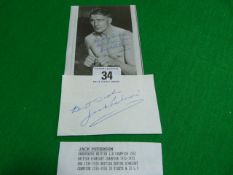 Signed Photo of Jack Peterson Light Heavyweight Champion 1932