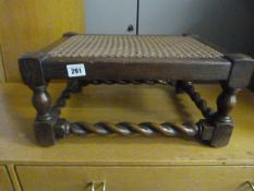 Barley Twist Wicker Topped Foot Stool