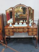 Walnut Triple Mirrored Dressing Table on Cabriole Legs