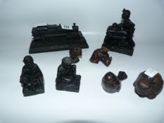 4 Carved Coal Ornaments and 4 Wildlife Ornaments