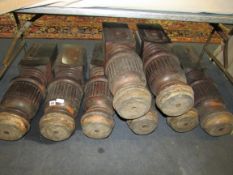 Set of 8 Snooker Table Legs with Beaded Decoration