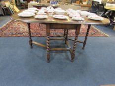 Oak Barley Twist Drop Leaf Table
