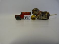 Tin Plate German Cat & Tin Toy Car