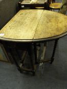 Oak Bobbin Legged Drop Leaf Table