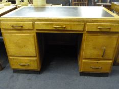 *Oak Twin Pedestal Desk
