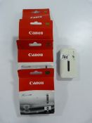 4 Canon Inkjet Cartridges and Card Reader