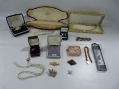 Tray containing Assorted Costume Jewellery including Coalport Brooch, Earrings, Necklaces etc