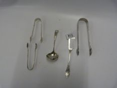 Silver Sugar Tongs - Sifter - Fish Knife Approximately 150 Grams