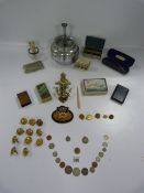 Tray Containing assorted Smokers Paraphernalia - Military and Naval Ware - Playing Cards - Early