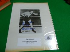 Signed Photo of Lou Amberts - World Lightweight Champion 1936 - 37