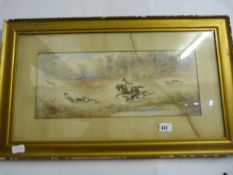 Framed Water Colour Depicting a Hunting Scene