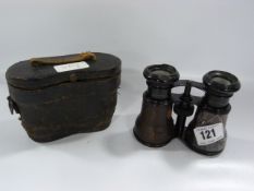 Pair of Sandown Leather Bound Racing Binoculars & Case