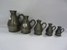 Set of 5 Graduated Pewter Measures