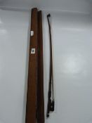 Violin Bow with Mother of Pearl Detail in Wood Case