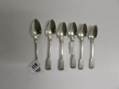 Set of 6 Fiddle Patterned Silver Georgian Tea Spoons Approximately 108 Grams