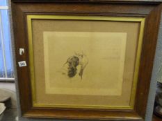 Framed Print Depicting a Hunting Dog