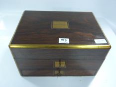 Rosewood and Brass Bound Jewellery Box