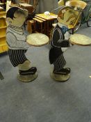 Pair of Card Stands - Waiter & Waitress