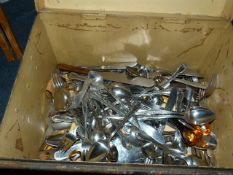 Tin Deed Box containing Cutlery