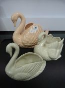 Devon Pottery Swan & 2 Others