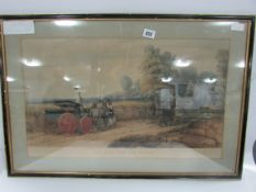 Framed Engraving - In Time for The Coach