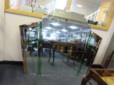Art Deco Wall Mirror - Coloured Glass - 135cm High x 180cm Wide