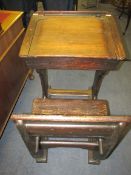Oak School Desk with Seat