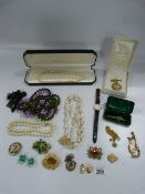 Tray containing Costume Jewellery - Including Necklaces - Pendants - Wrist Watches - Brooches etc