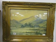 Gilt Framed Print Depicting A Mountain Lanscape