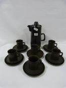 18 Piece Brown Pottery Coffee Set