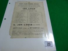 Joe Louis Inter Allied Boxing Show Flyer August 1944