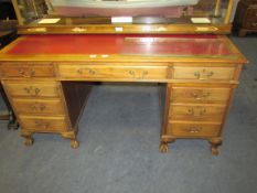 *Mahogany Leather Topped Twin Pedestal Partners Desk