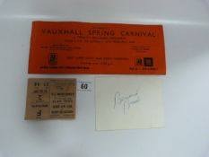 Signed Advertising Card of A Vauxhall Spring Carnival Signed by James Hunt & Signed Ticket by