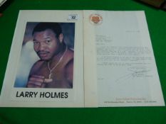 Signed Photo and Personnel Letter by Larry Holmes - World Heavyweight Champion
