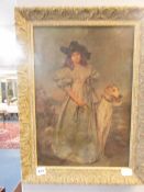 Framed Picture Depicting A Girl with A Dog