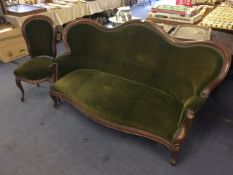 Mahogany Framed Victorian Chaise with Matching Chair