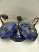 3 Leaded Glass Blue Light Shades