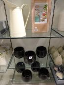 *2 Cream Jugs - 2 Optics and 7 Black Vases