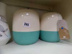 *Pair of Vases - Aqua and Cream