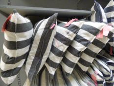 *5 Dark Grey and Cream Feather Filled Striped Cushions