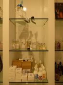*3 Shelves containing Assorted Soaps - Hand Lotions - Free Gifts etc