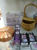 *2 Life Begins in A Garden Signs - Wall Clock - Basket etc