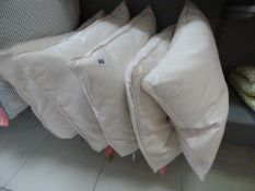 *5 Pink and Cream Pin Striped Feather Filled cushions