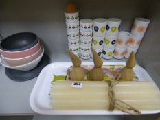 *Mixed lot Consisting of Egg Cups - Wood Ornaments - Trays etc